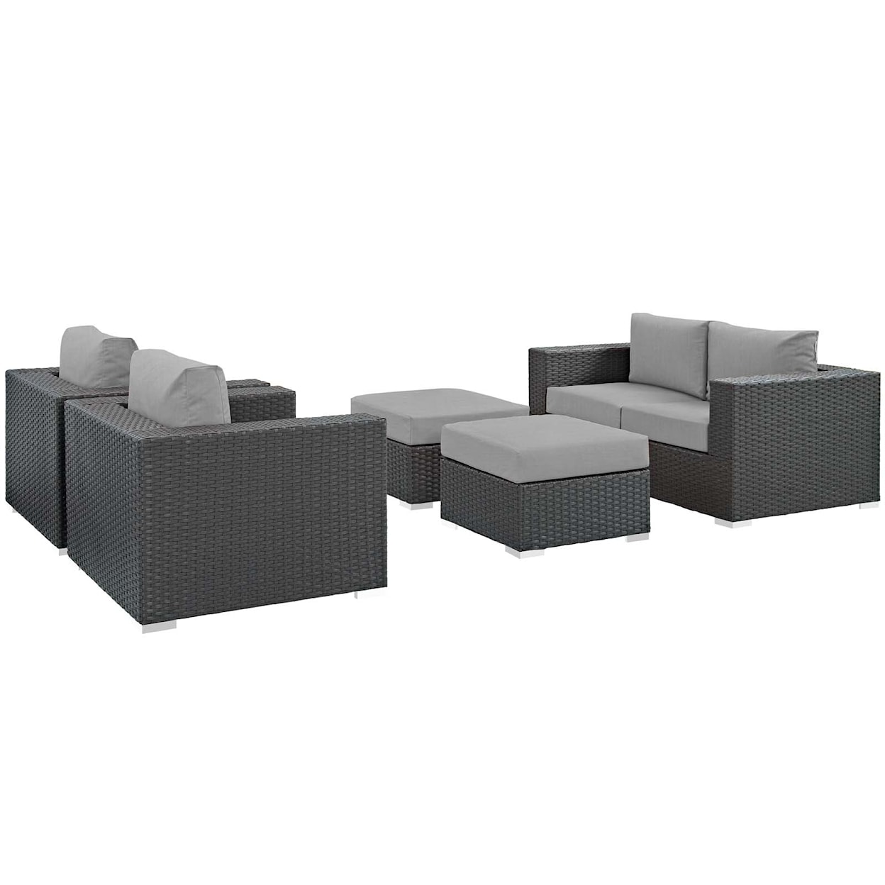 Modway Sojourn Outdoor 5 Piece Sectional Set
