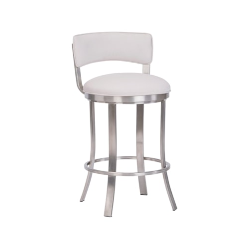 Bali Flat Swivel With Back, No Arms Brush Stainless Steel Counter Stool With Welt
