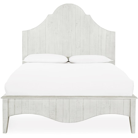 Rustic Solid Wood King Scroll Bed in White Wash