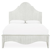 Rustic Solid Wood King Scroll Bed in White Wash