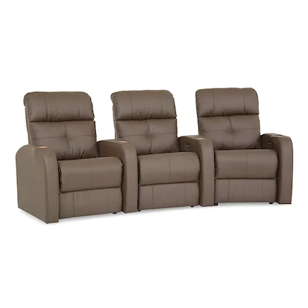 Audio Contemporary 3-Seat Curved Theater Sectional with USB Ports