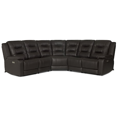 Leighton Casual 5-Piece Power Reclining Sectional Sofa with Power Headrest