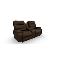 Casual Space Saver Reclining Console Loveseat with Cup Holders