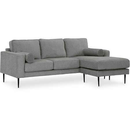 Contemporary Sofa with Reversible Chaise and Metal Legs