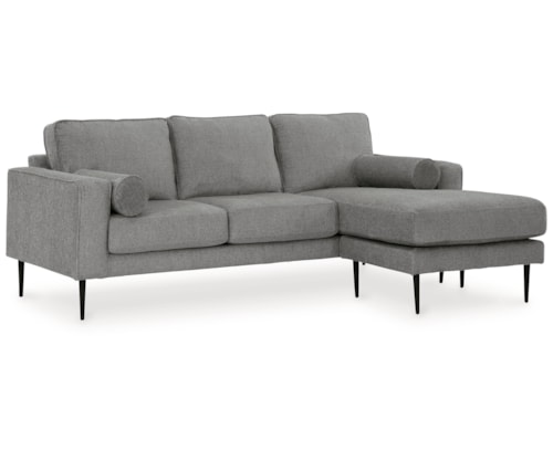 Contemporary Sofa with Reversible Chaise and Metal Legs