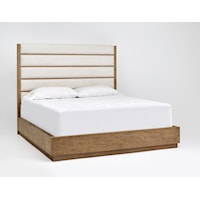 Rustic Queen Low-Profile Upholstered Bed