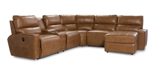 Casual Manual Reclining Sectional Sofa with Storage Console