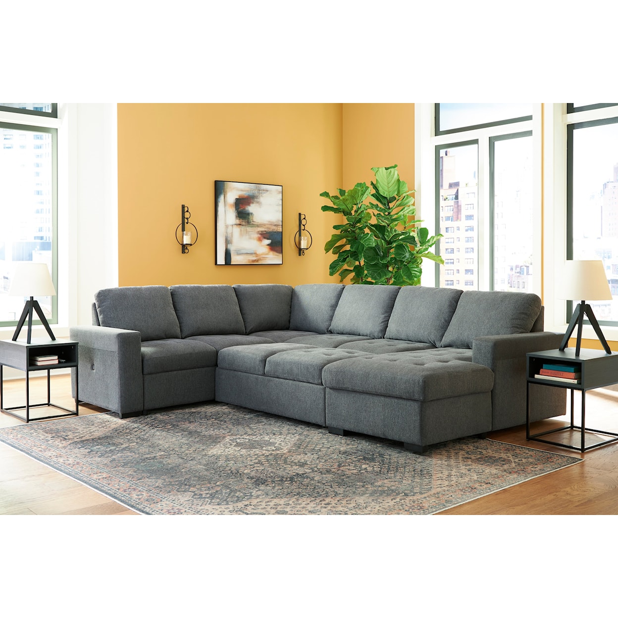 Benchcraft Millcoe 3-Piece Sectional with Pop Up Bed