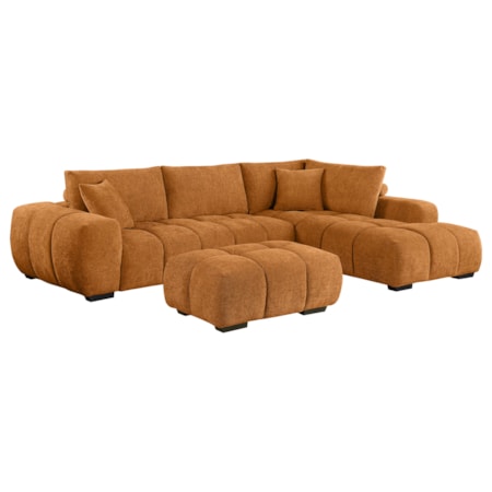 Camacho Sectional Sofa w/ Ottoman Set Orange