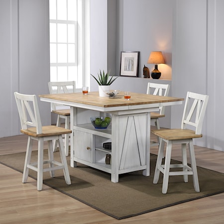 Transitional Two-Toned 5-Piece Gathering Table Set