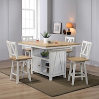 Transitional Two-Toned 5-Piece Gathering Table Set