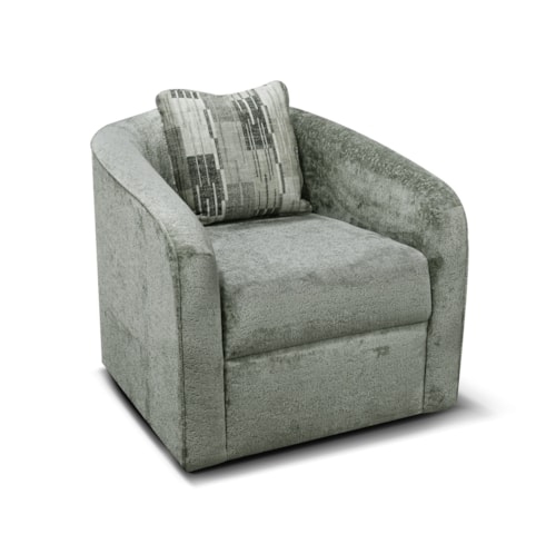 Contemporary Barrel Swivel Chair with Accent Pillow