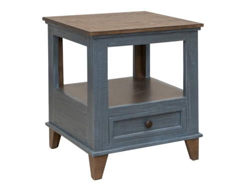 Transitional Two-Tone 1-Drawer End Table