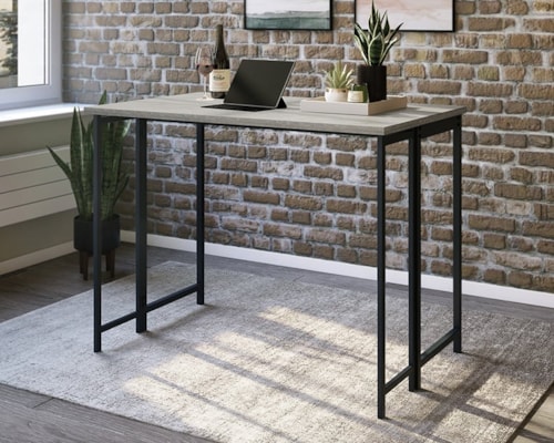 Modern Industrial Drop-Leaf Table with Slide-Out Supports
