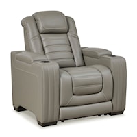 Leather Match Power Recliner with Heat and Massage