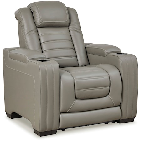 Leather Match Power Recliner with Heat and Massage