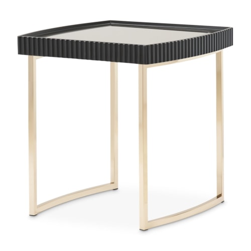 Glam Square Side Table with Glass Top