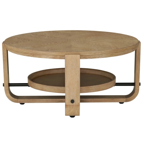Transitional Round Cocktail Table with Hidden Casters
