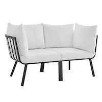 Riverside Coastal 2 Piece Outdoor Patio Aluminum Sectional Sofa Set - Gray/White