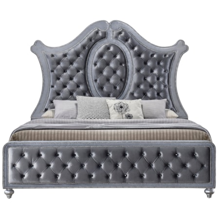 KINGS CROWN GREY QUEEN BED |