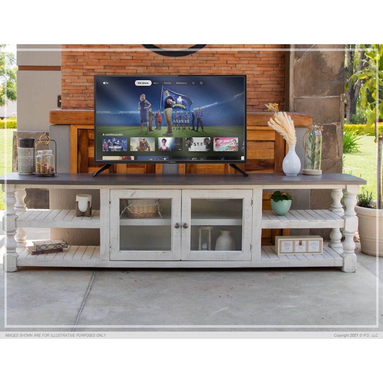 International Furniture Direct Stone 2-Door 93" TV Stand