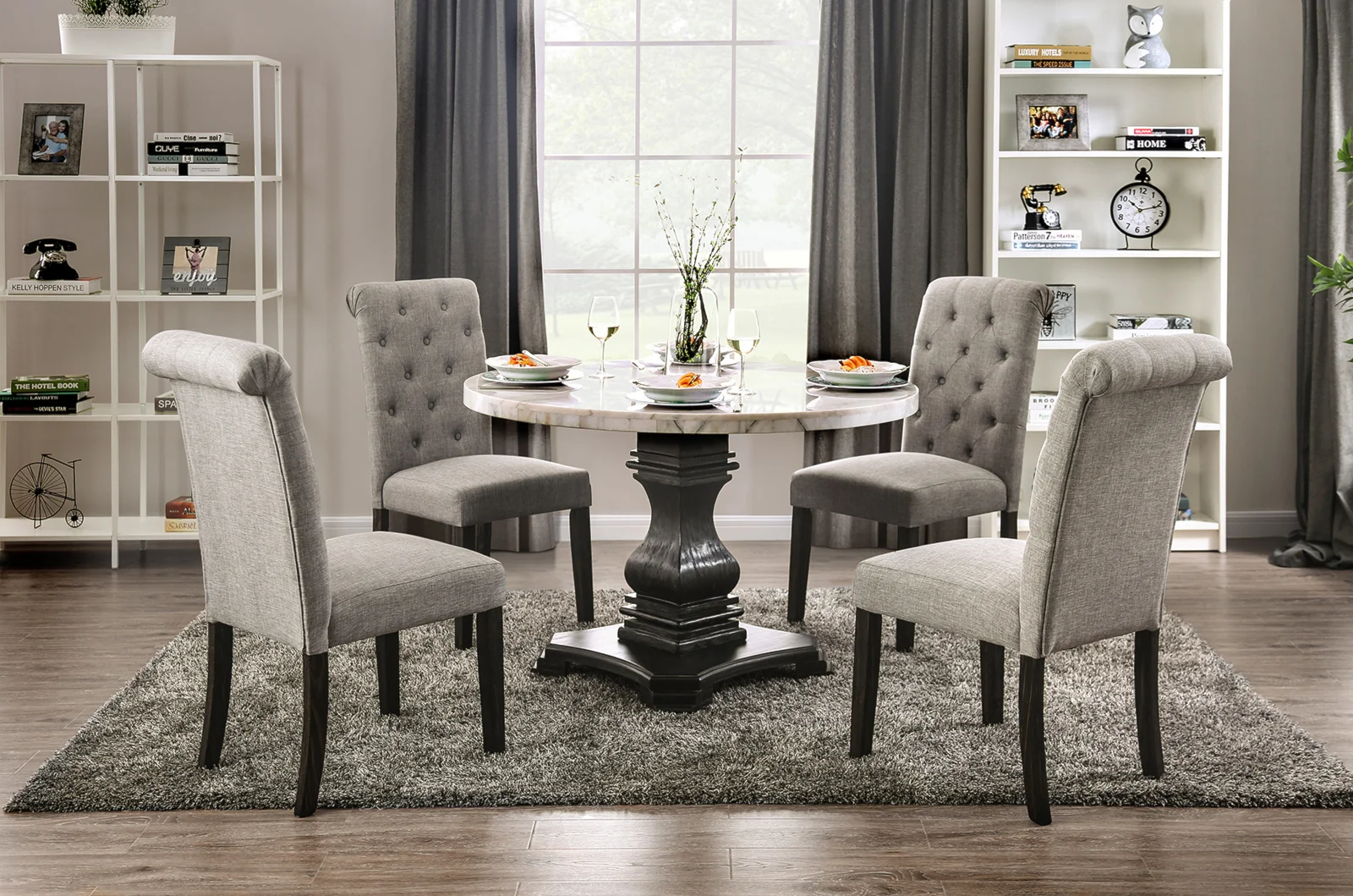 Furniture of America Elfredo 5 Pc. Round Dining Table Set | Dream Home  Interiors | Table & Chair Set - 5 Pc