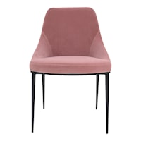 Contemporary Pink Velvet Upholstered Dining Chair