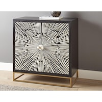 Contemporary Accent Cabinet with Black and White Sunburst