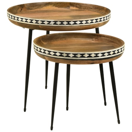 Ollie 2-piece Bone Inlay Nesting Table