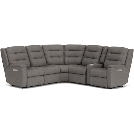 Contemporary 6-Piece Power Reclining Sectional with Power Headrest
