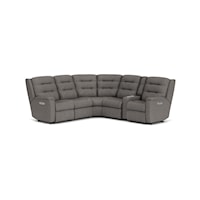 Contemporary 6-Piece Power Reclining Sectional with Power Headrest and Lumbar