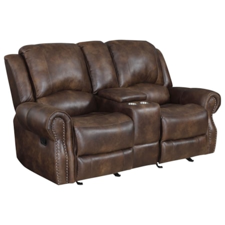 Manual Recliner Console Loveseat