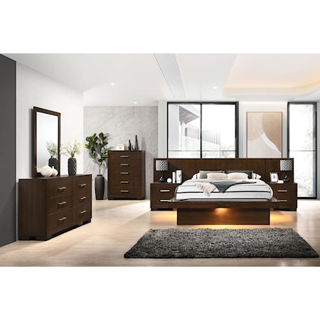 Wood Queen LED Panel Bed