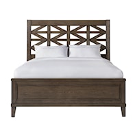 Transitional Queen Panel Bed with Lattice Headboard