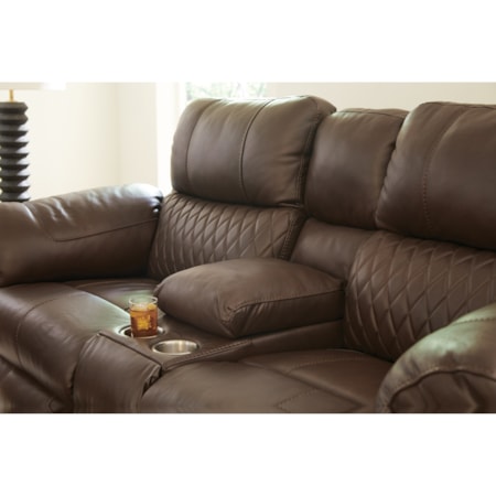 Power Lay Flat Reclining Console Loveseat