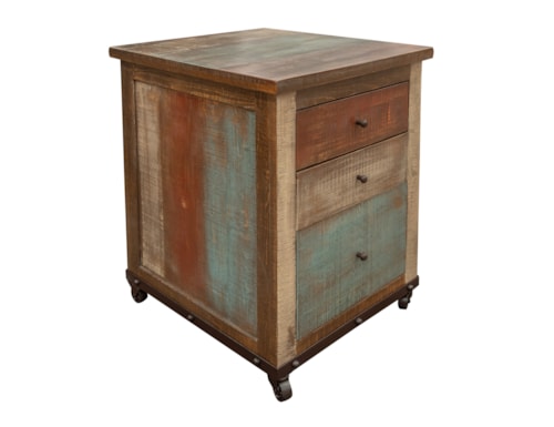 Rustic 3-Drawer File Cabinet with Casters