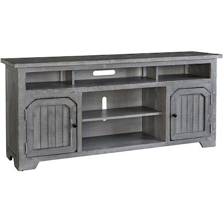 Transitional 68" TV Console with Adjustable Shelves