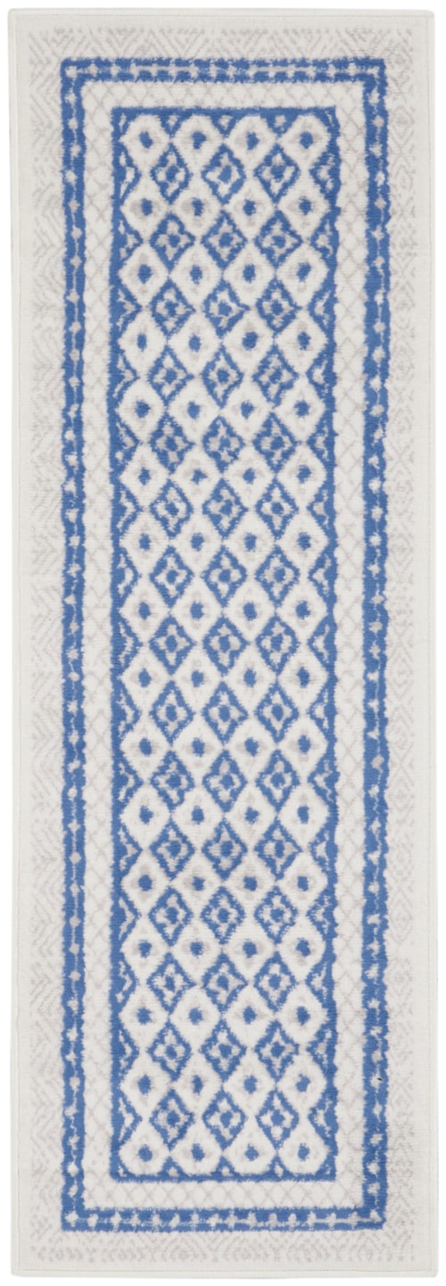 2' x 8' Ivory Blue Runner Rug