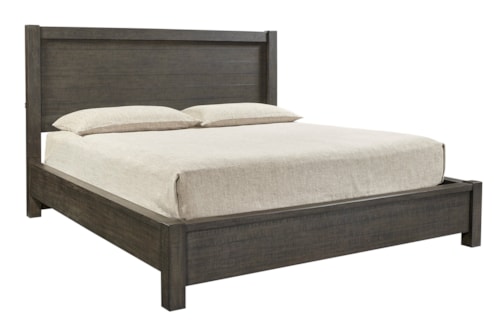 Rustic Queen Panel Bed with Headboard USB Charging Ports