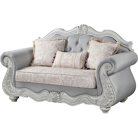 Traditional Upholstered Loveseat with Button Tufting