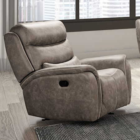 Casual Gray Power Recliner with Adjustable Headrests