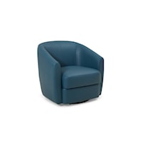 Dorset Contemporary Swivel Base Barrel Chair with Attached Cushions