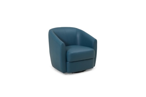 Dorset Contemporary Swivel Base Barrel Chair with Attached Cushions