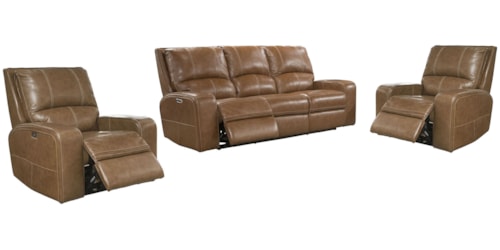 Casual Power Reclining Sofa and Dual Recliners Set with Power Headrests