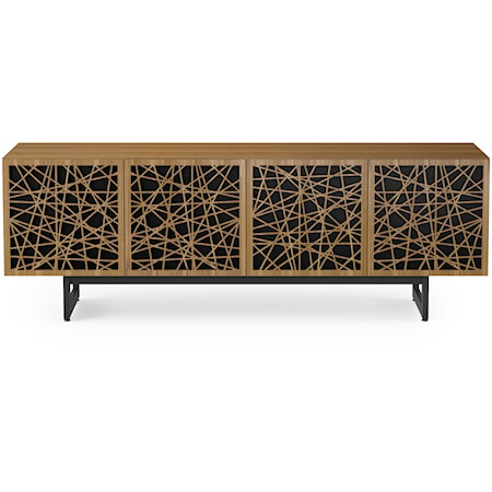 Contemporary 4-Door Media Cabinet with Ricochet Pattern