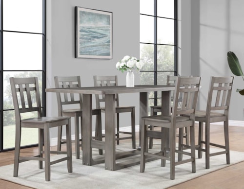 Rustic 7-Piece Counter Height Dining Set