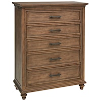 Transitional 5-Drawer Bedroom Chest with Pullout Rods