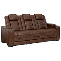 Power Reclining Sofa with Adjustable Headrest and Built-In Heat and Massage Features