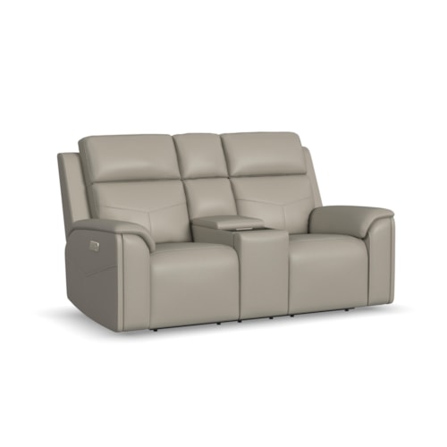Transitional Power Reclining Loveseat with Power Heated Seats