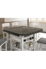 FUSA Stacie Transitional Counter Height Round Dining Table with Wine Rack